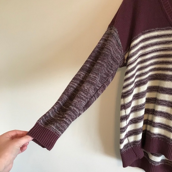 BDG Striped V-neck Pullover Knit Sweater Purple - Picture 4 of 7